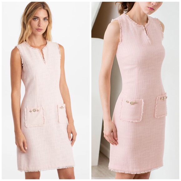 Karl Lagerfeld Dresses & Skirts - NWT Karl Lagerfeld Blush Pink Tweed Shift Dress